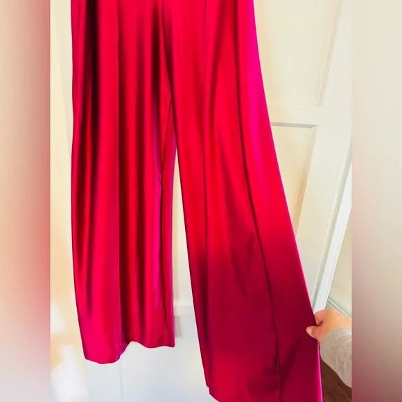 Ripley Rader Shiny stretch Fuscia wide leg pant size small - Picture 3 of 4
